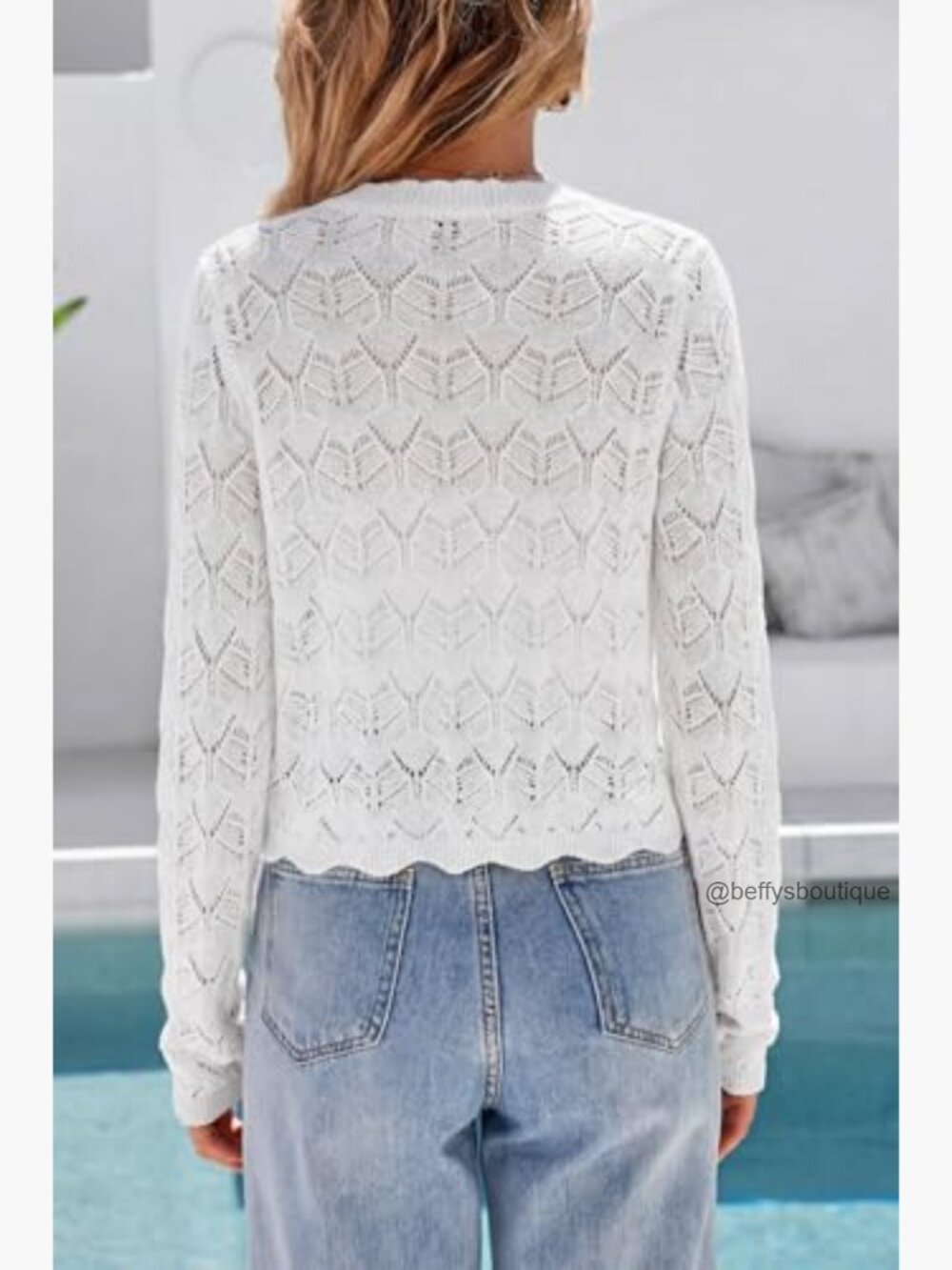 Cropped Linen Blend Cardigan Tie Front Lightweight Shrug - Picture 5 of 6